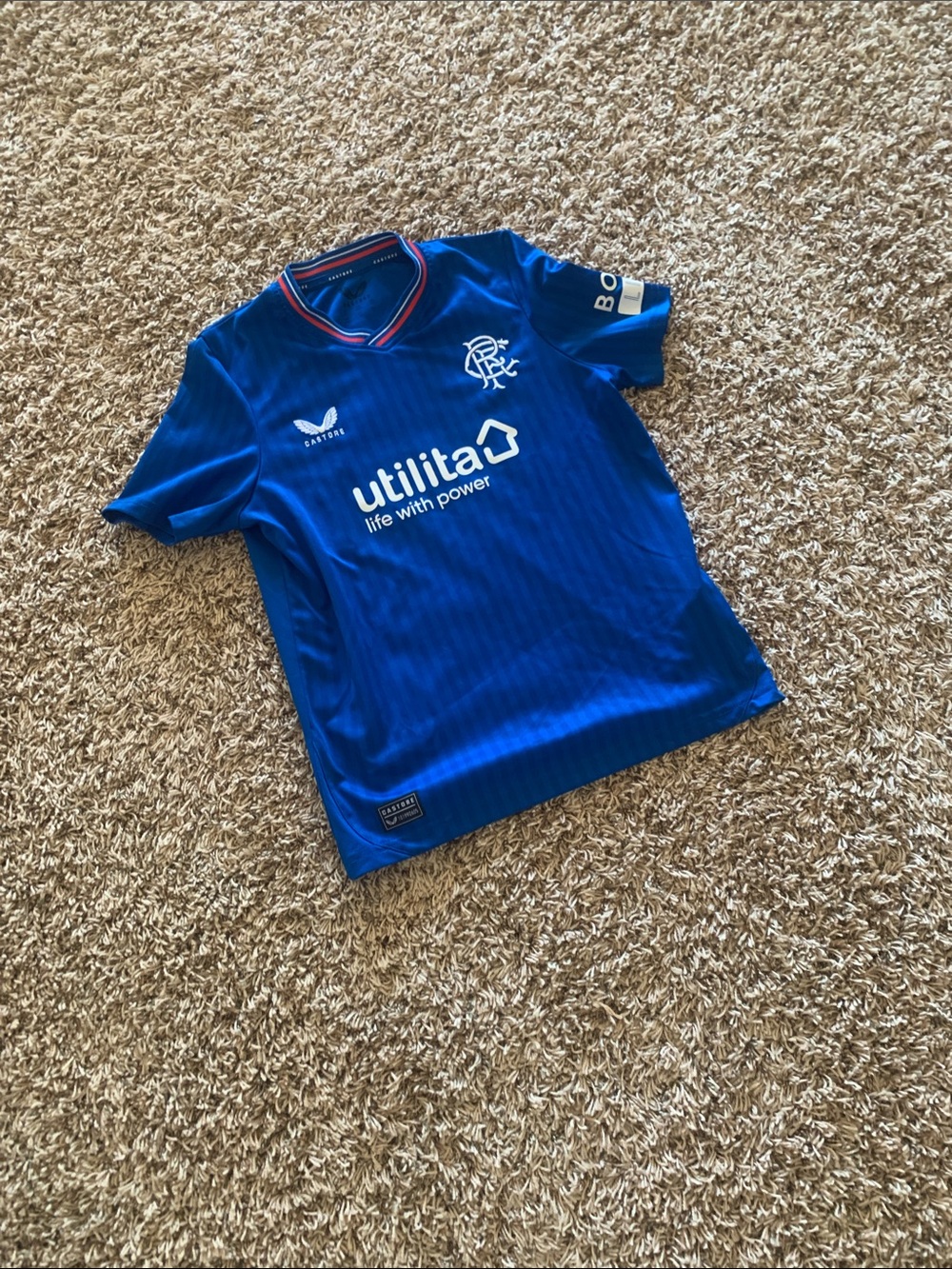 Castore Kids Blue Rangers Home Jersey with Utilita Sponsor
